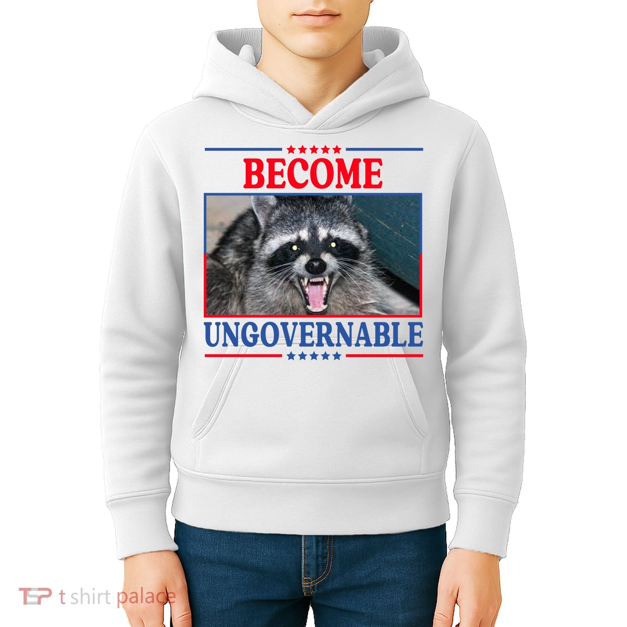 Funny Raccoon Become Ungovernable Kids Hoodie