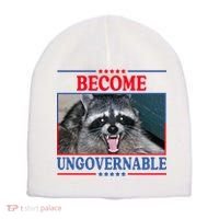Funny Raccoon Become Ungovernable Short Acrylic Beanie thumb 0