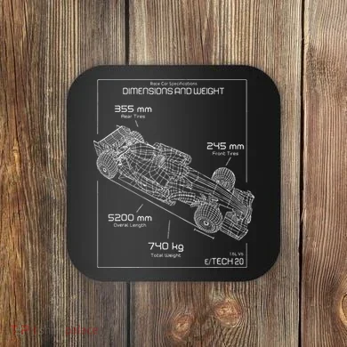 Formula Racing Car Schematic Engineer Team Fan Coaster