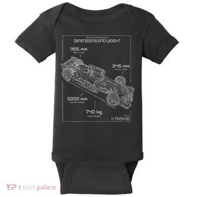 Formula Racing Car Schematic Engineer Team Fan Baby Bodysuit