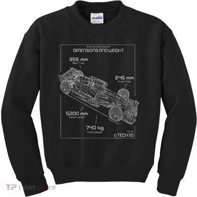 Formula Racing Car Schematic Engineer Team Fan Kids Sweatshirt