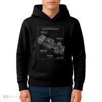 Formula Racing Car Schematic Engineer Team Fan Kids Hoodie thumb 4