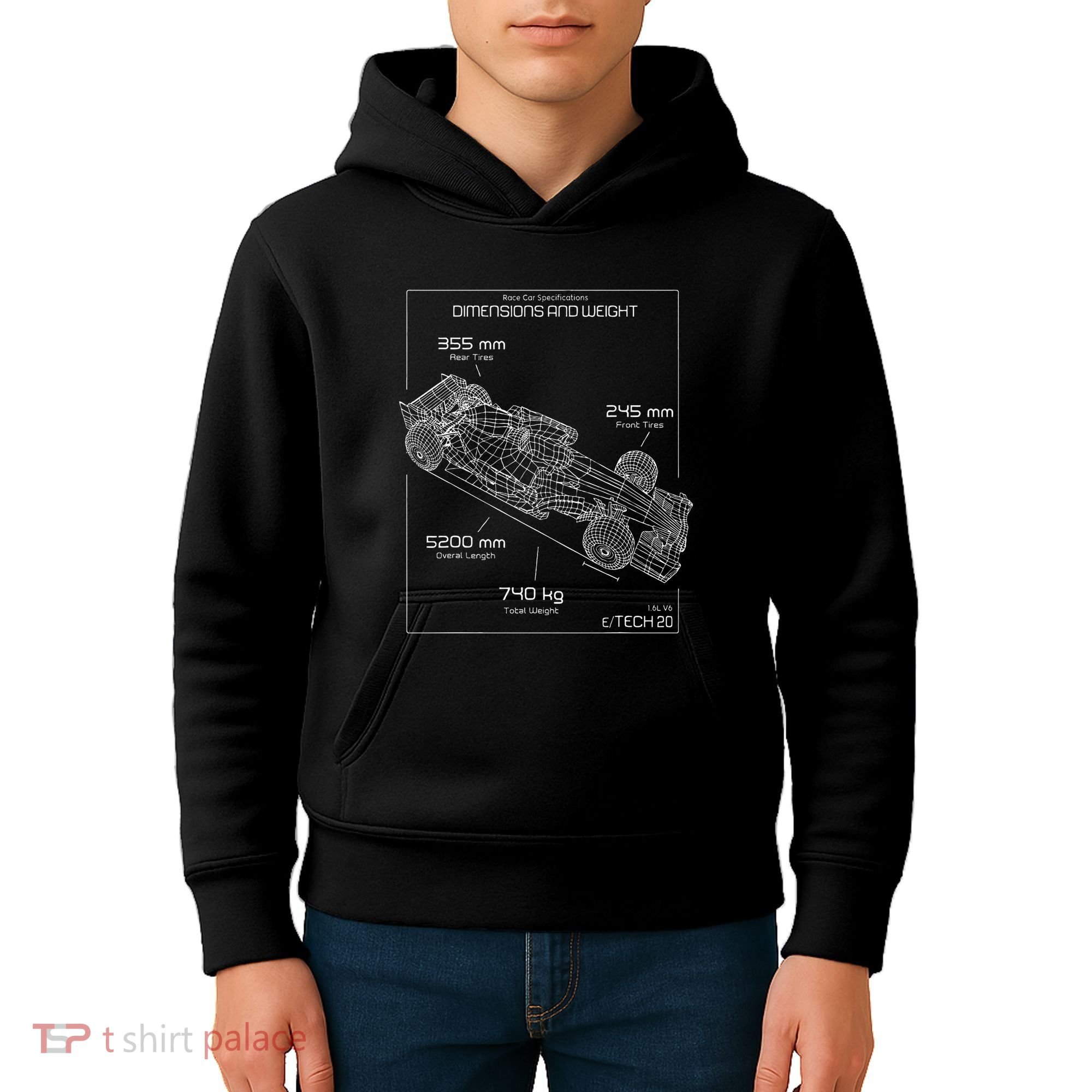 Formula Racing Car Schematic Engineer Team Fan Kids Hoodie