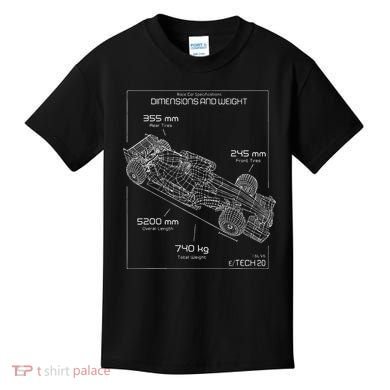 Formula Racing Car Schematic Engineer Team Fan Kids T-Shirt