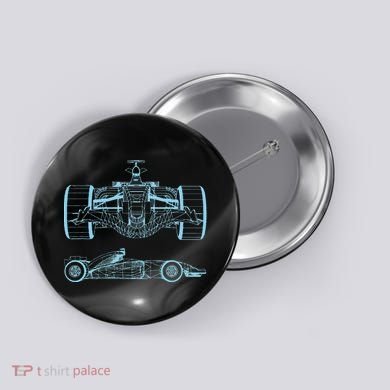 Formula Racing Car Silhouette Mechanical Engineering draw Button