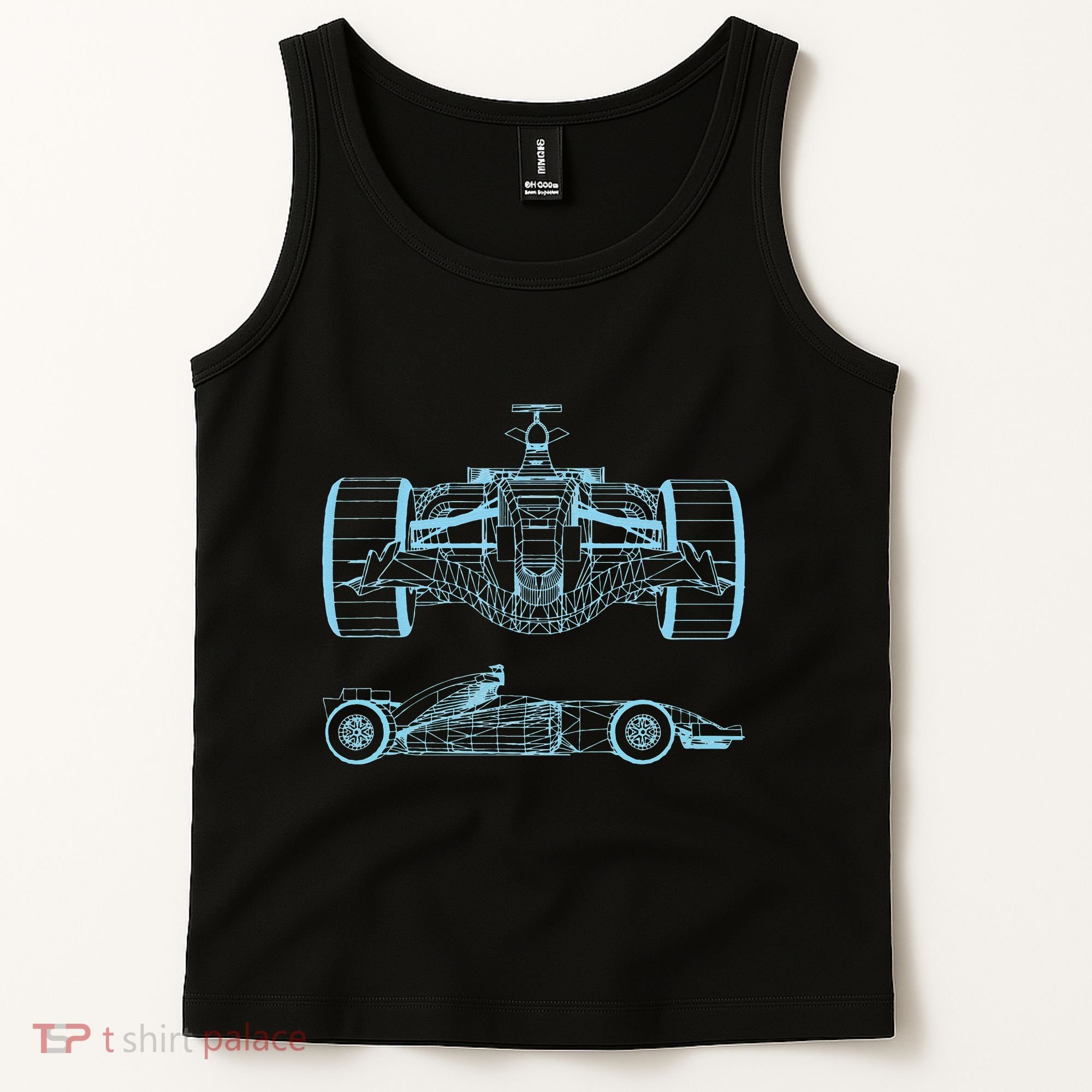 Formula Racing Car Silhouette Mechanical Engineering draw Tank Top