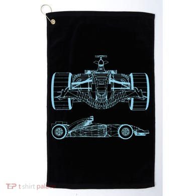 Formula Racing Car Silhouette Mechanical Engineering draw Golf Towel