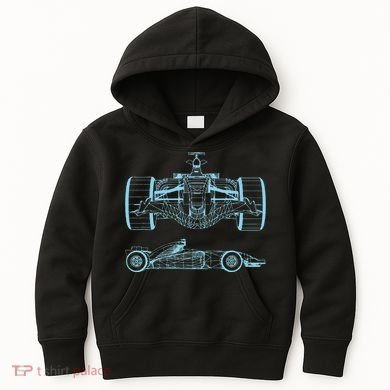 Formula Racing Car Silhouette Mechanical Engineering draw Kids Hoodie