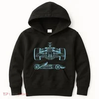 Formula Racing Car Silhouette Mechanical Engineering draw Kids Hoodie thumb 0