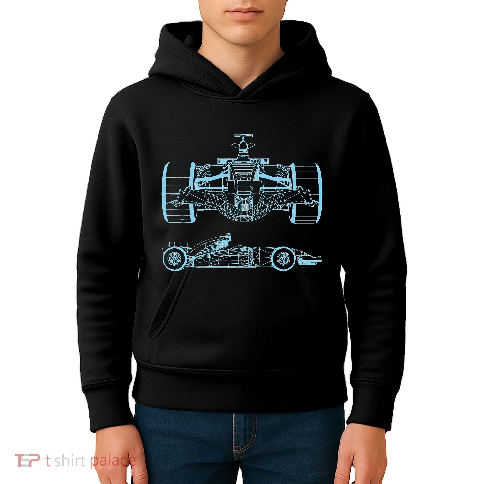 Formula Racing Car Silhouette Mechanical Engineering draw Kids Hoodie