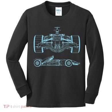 Formula Racing Car Silhouette Mechanical Engineering draw Kids Long Sleeve Shirt
