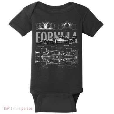 Formula Racing Car Silhouette Mechanical Engineering Design Baby Bodysuit