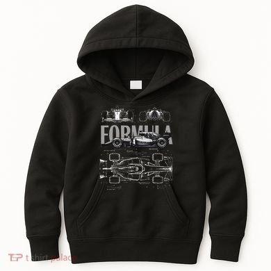 Formula Racing Car Silhouette Mechanical Engineering Design Kids Hoodie