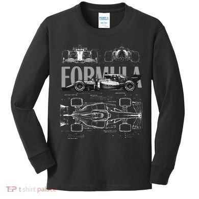 Formula Racing Car Silhouette Mechanical Engineering Design Kids Long Sleeve Shirt