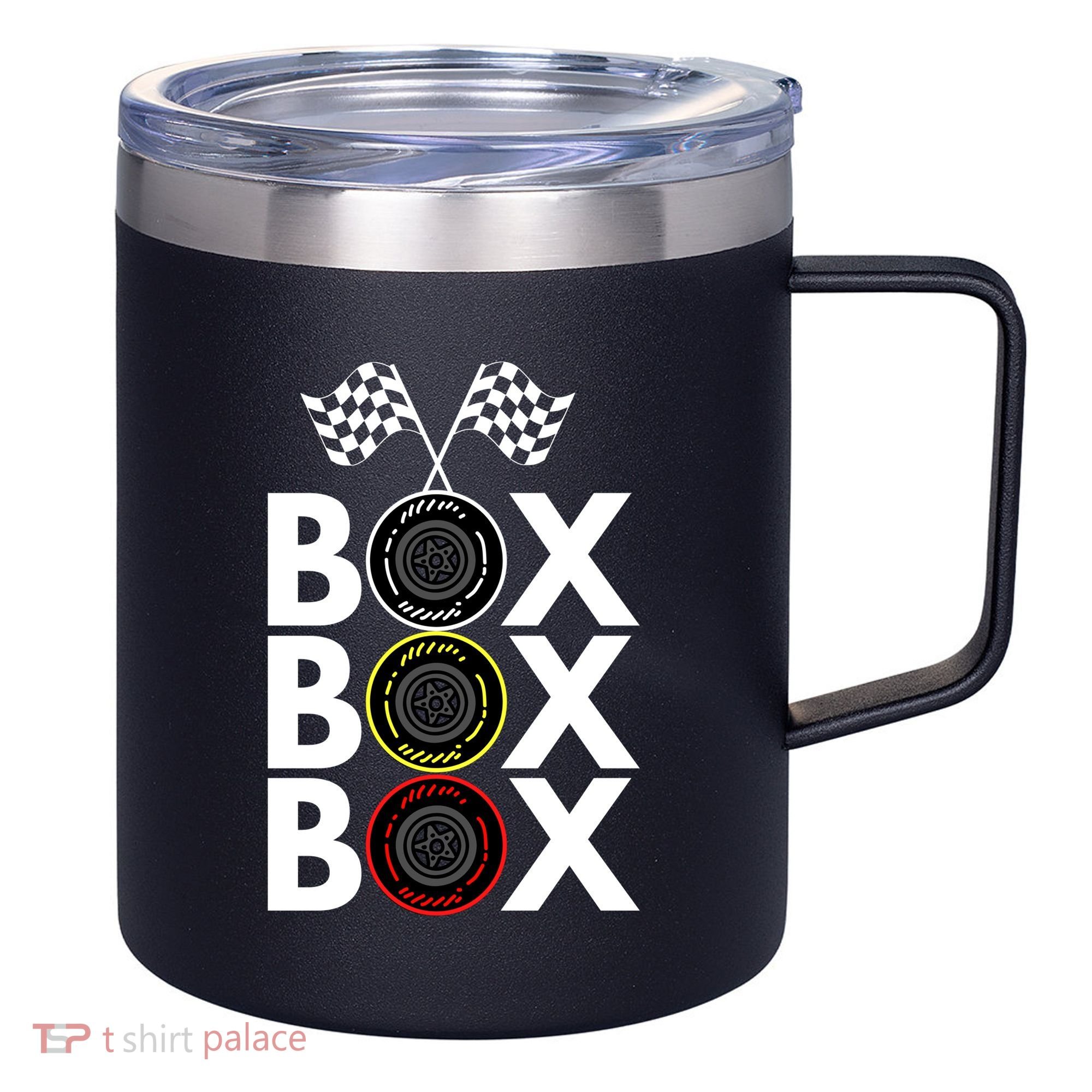 Formula Racing Car Box Box Box Radio Call To PitBox Car Race Formula Racing 12oz Stainless Steel Coffee Mug