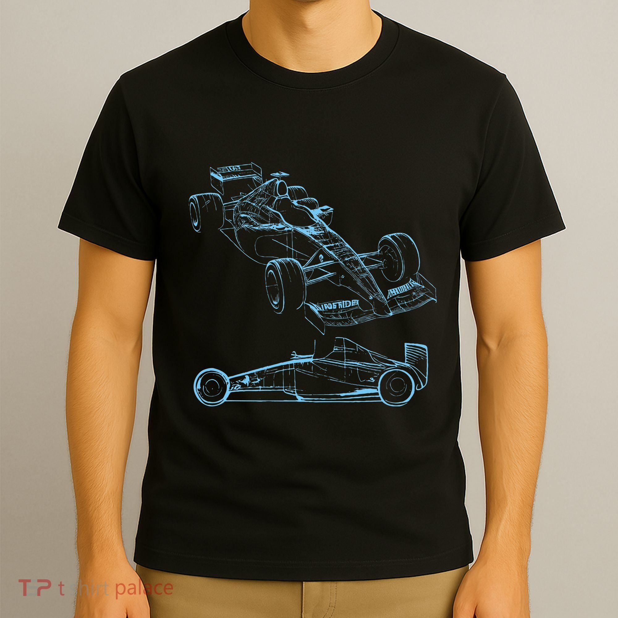 Formula Racing Car Silhouette Mechanic Car Guys T-Shirt