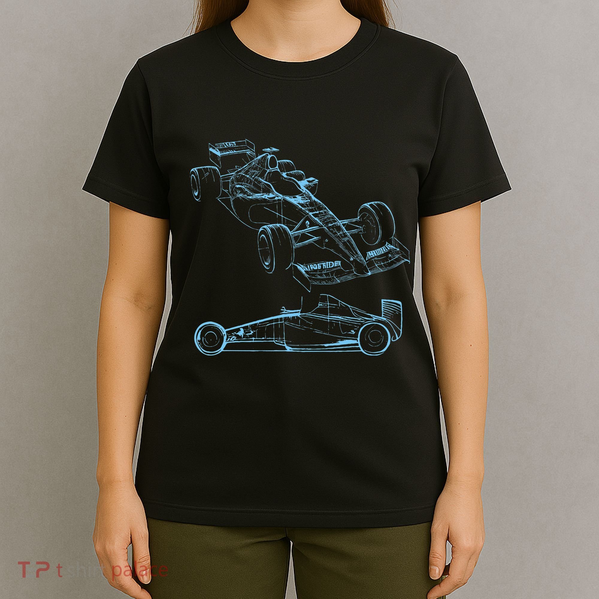 Formula Racing Car Silhouette Mechanic Car Guys T-Shirt