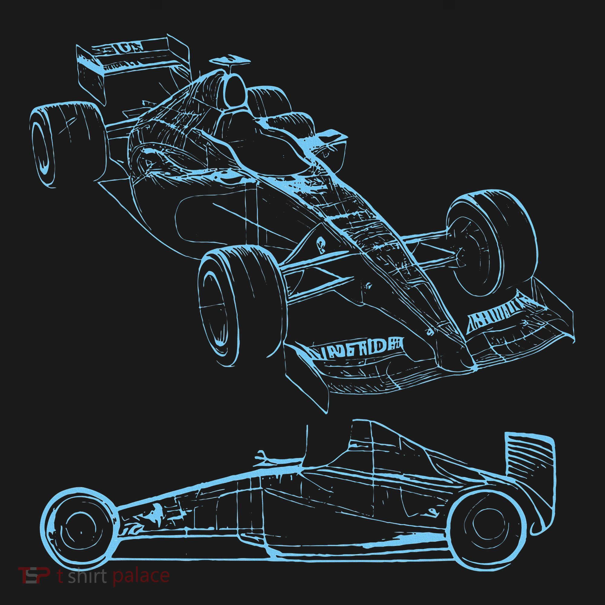Formula Racing Car Silhouette Mechanic Car Guys T-Shirt