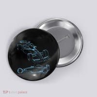 Formula Racing Car Silhouette Mechanic Car Guys Button thumb 0