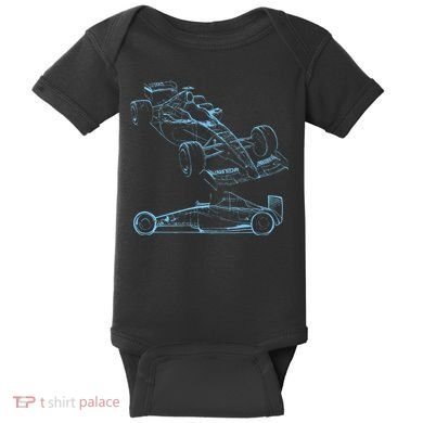 Formula Racing Car Silhouette Mechanic Car Guys Baby Bodysuit