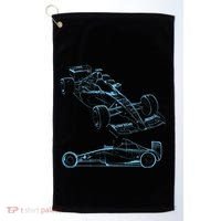 Formula Racing Car Silhouette Mechanic Car Guys Golf Towel thumb 0