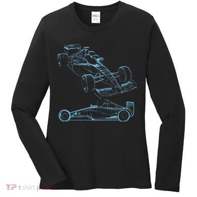 Formula Racing Car Silhouette Mechanic Car Guys Women's Long Sleeve Shirt