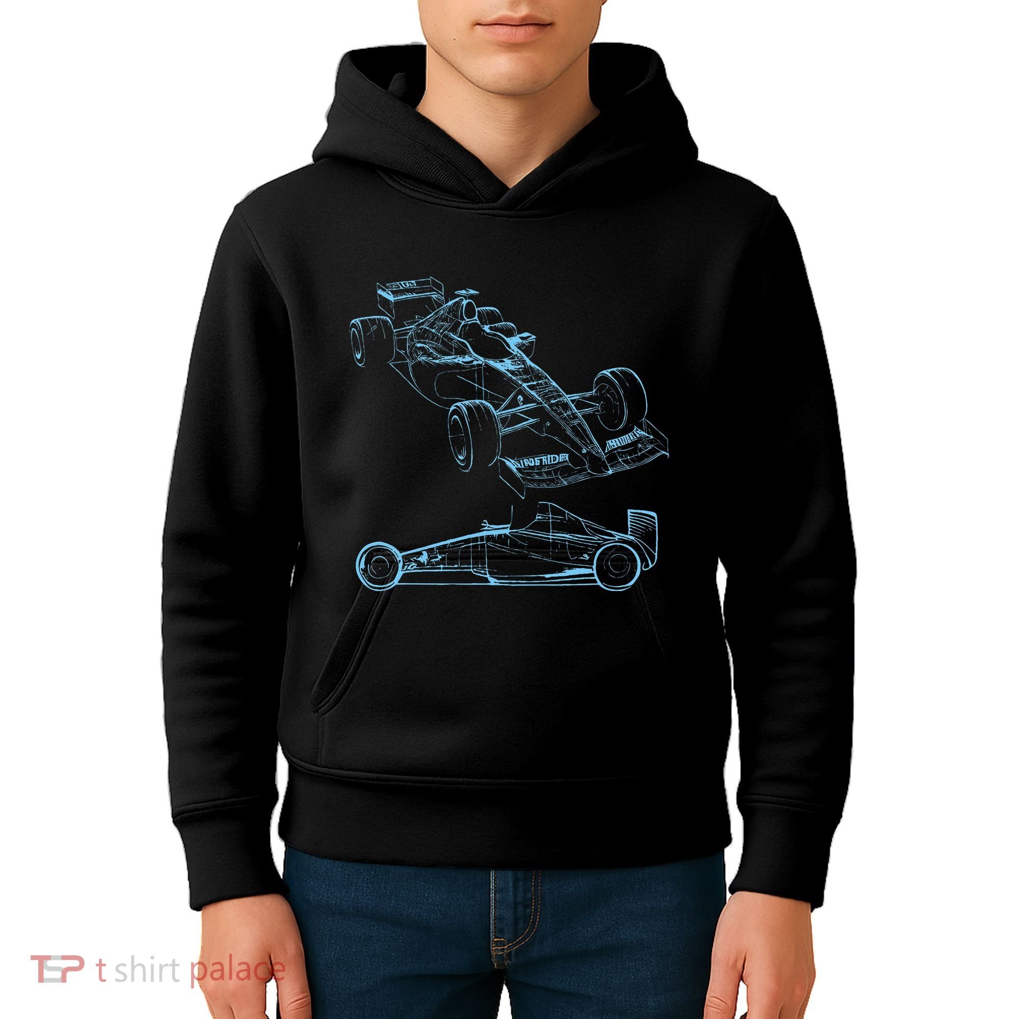 Formula Racing Car Silhouette Mechanic Car Guys Kids Hoodie
