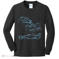 Formula Racing Car Silhouette Mechanic Car Guys Kids Long Sleeve Shirt thumb 0