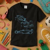 Formula Racing Car Silhouette Mechanic Car Guys Kids T-Shirt thumb 3