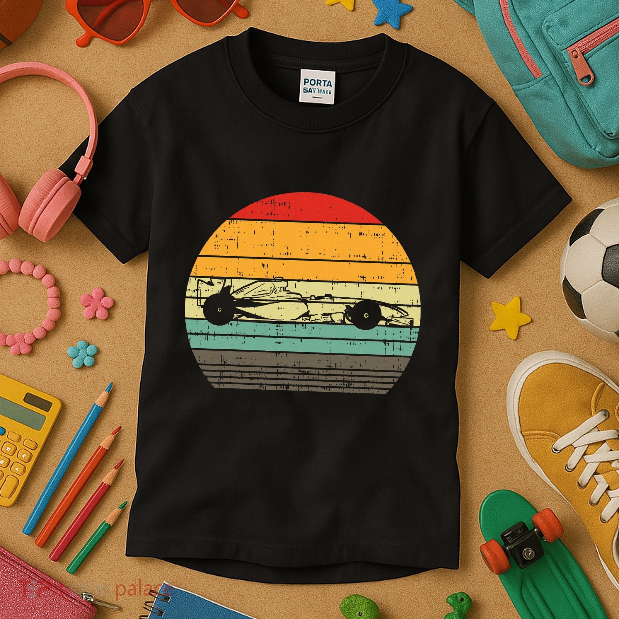 Formula Race Car Sunset Retro Driver Racing Fans Kids T-Shirt