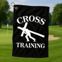 Funny Religous Cross Training Golf Towel thumb 1