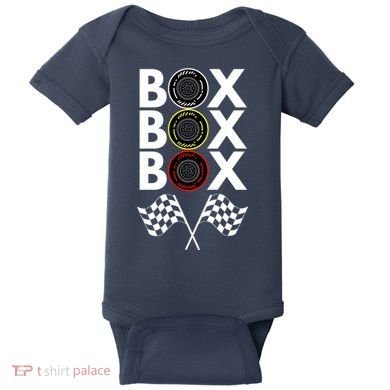 Formula Racing Car, Box Box Box Radio Call To PitBox Car Race Baby Bodysuit