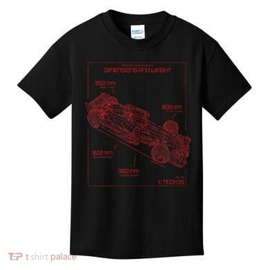 Formula Race Car Specifications Team Racing Fan Engineering Kids T-Shirt