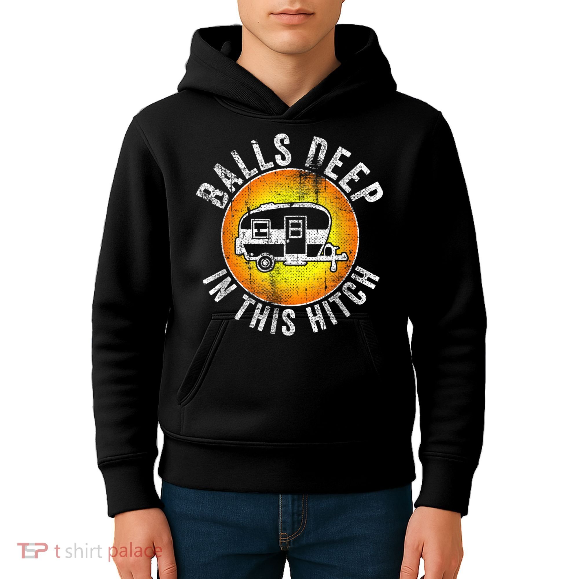 Funny RV Camper. Balls Deep In This Hitch Kids Hoodie