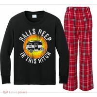 Funny RV Camper. Balls Deep In This Hitch Kids Long Sleeve Plaid Pajama Set thumb 0