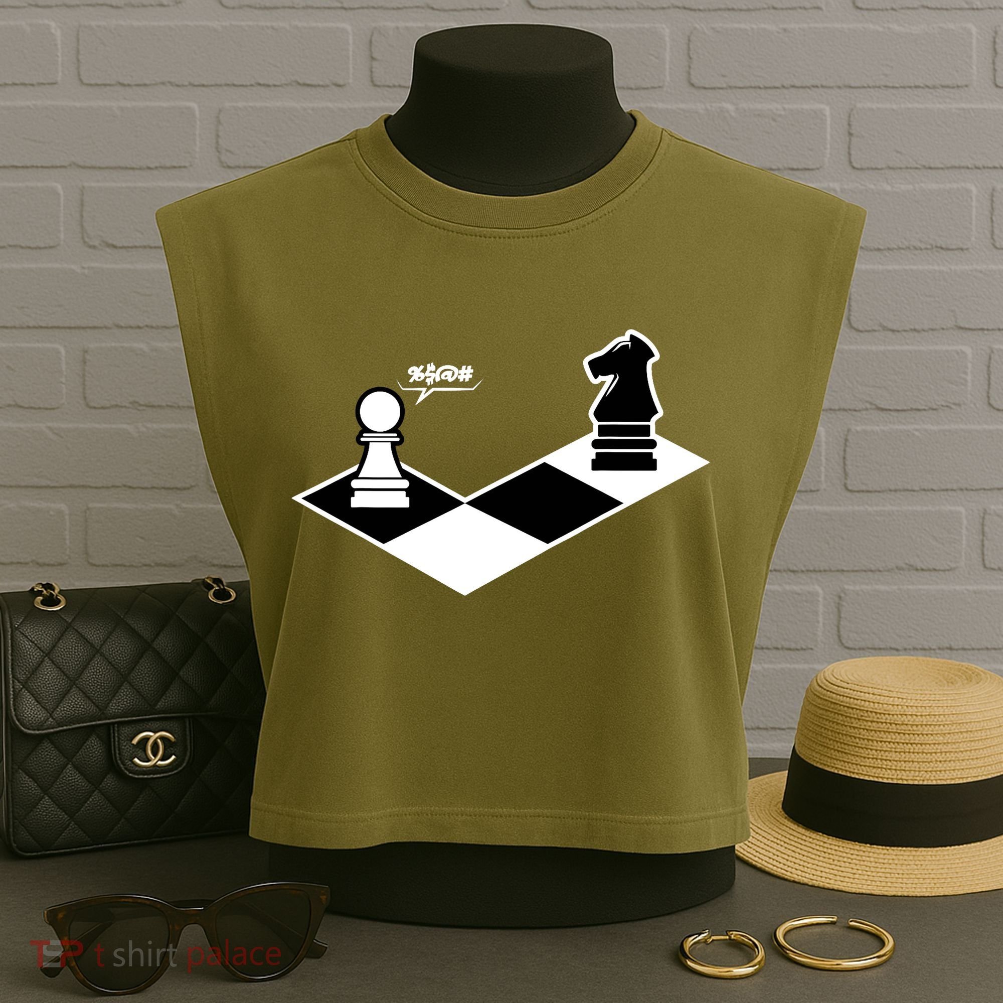 Funny Retro Chess Gift Chess-Player Garment-Dyed Women's Muscle Tee