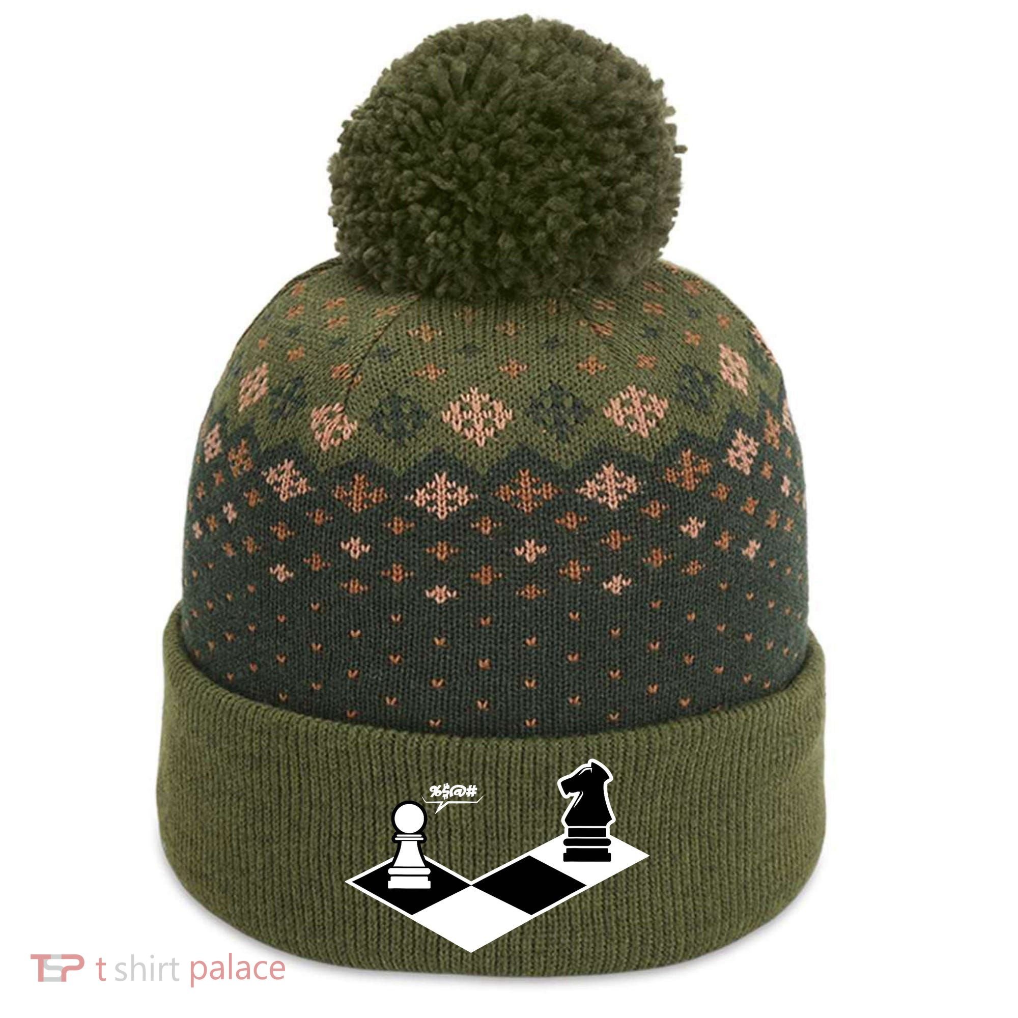 Funny Retro Chess Gift Chess-Player The Baniff Cuffed Pom Beanie