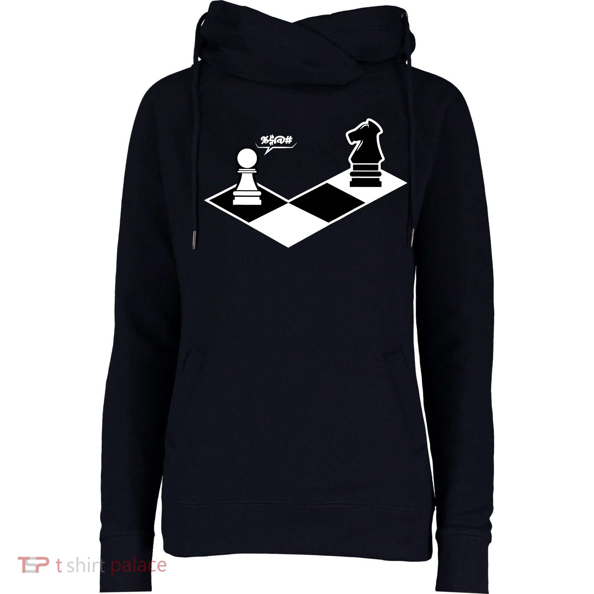 Funny Retro Chess Gift Chess-Player Womens Funnel Neck Pullover Hood