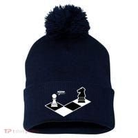 Funny Retro Chess Gift Chess-Player Pom Pom 12in Knit Beanie thumb 0