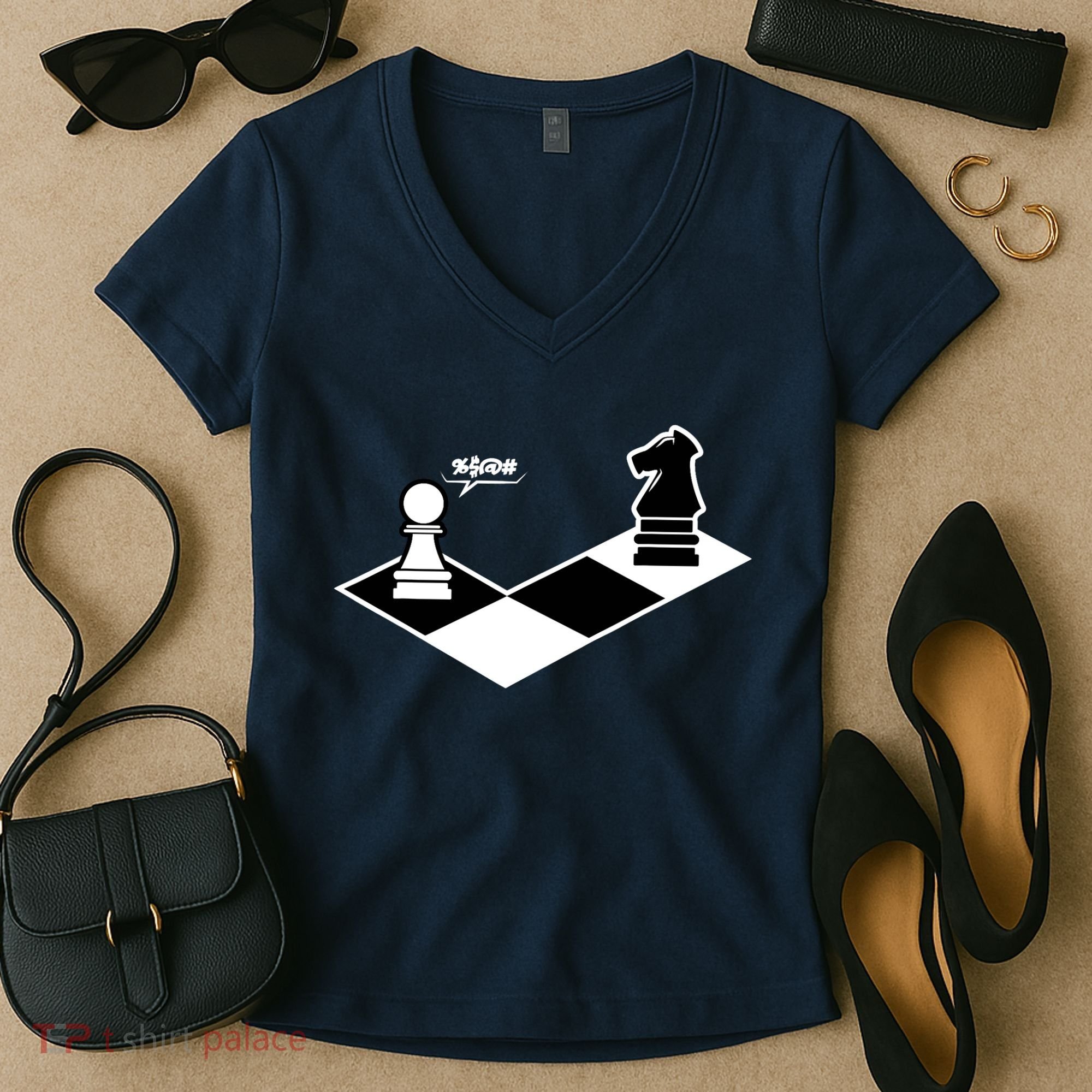 Funny Retro Chess Gift Chess-Player Women's V-Neck T-Shirt