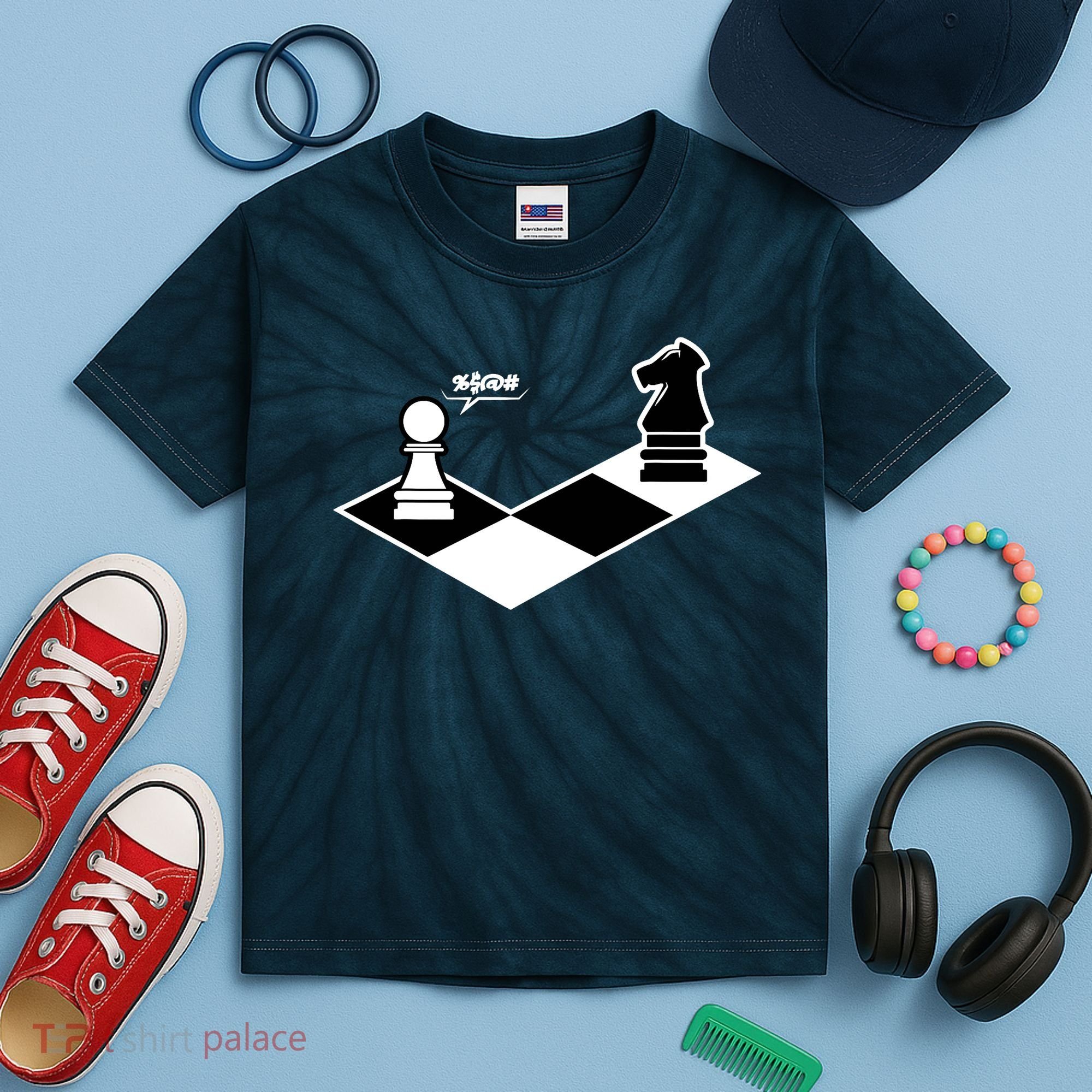 Funny Retro Chess Gift Chess-Player Kids Tie-Dye T-Shirt