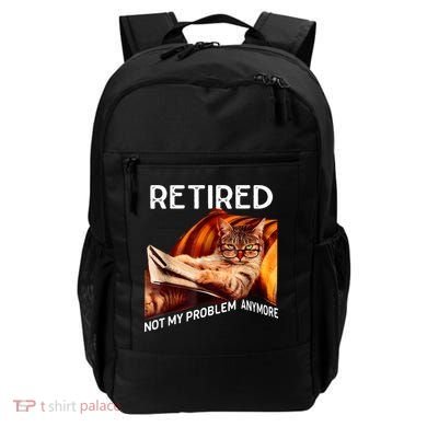 Funny Retired Cat Reading Not My Problem Anymore Retirement Backpack