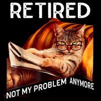 Funny Retired Cat Reading Not My Problem Anymore Retirement Bucket Hat thumb 4