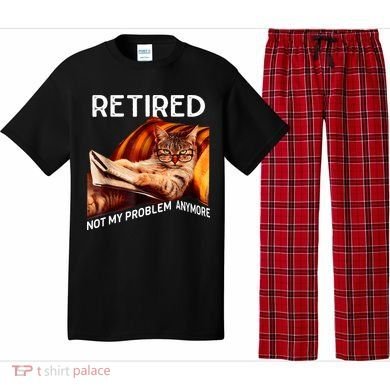 Funny Retired Cat Reading Not My Problem Anymore Retirement Pajama Set