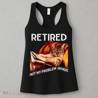 Funny Retired Cat Reading Not My Problem Anymore Retirement Women's Tank Top thumb 3