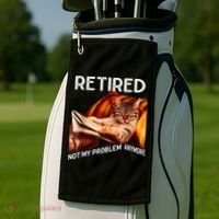 Funny Retired Cat Reading Not My Problem Anymore Retirement Golf Towel thumb 2
