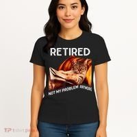 Funny Retired Cat Reading Not My Problem Anymore Retirement Women's T-Shirt thumb 4