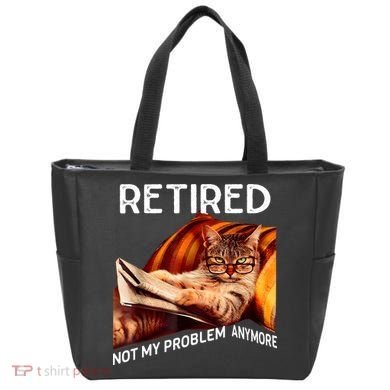 Funny Retired Cat Reading Not My Problem Anymore Retirement Tote Bag