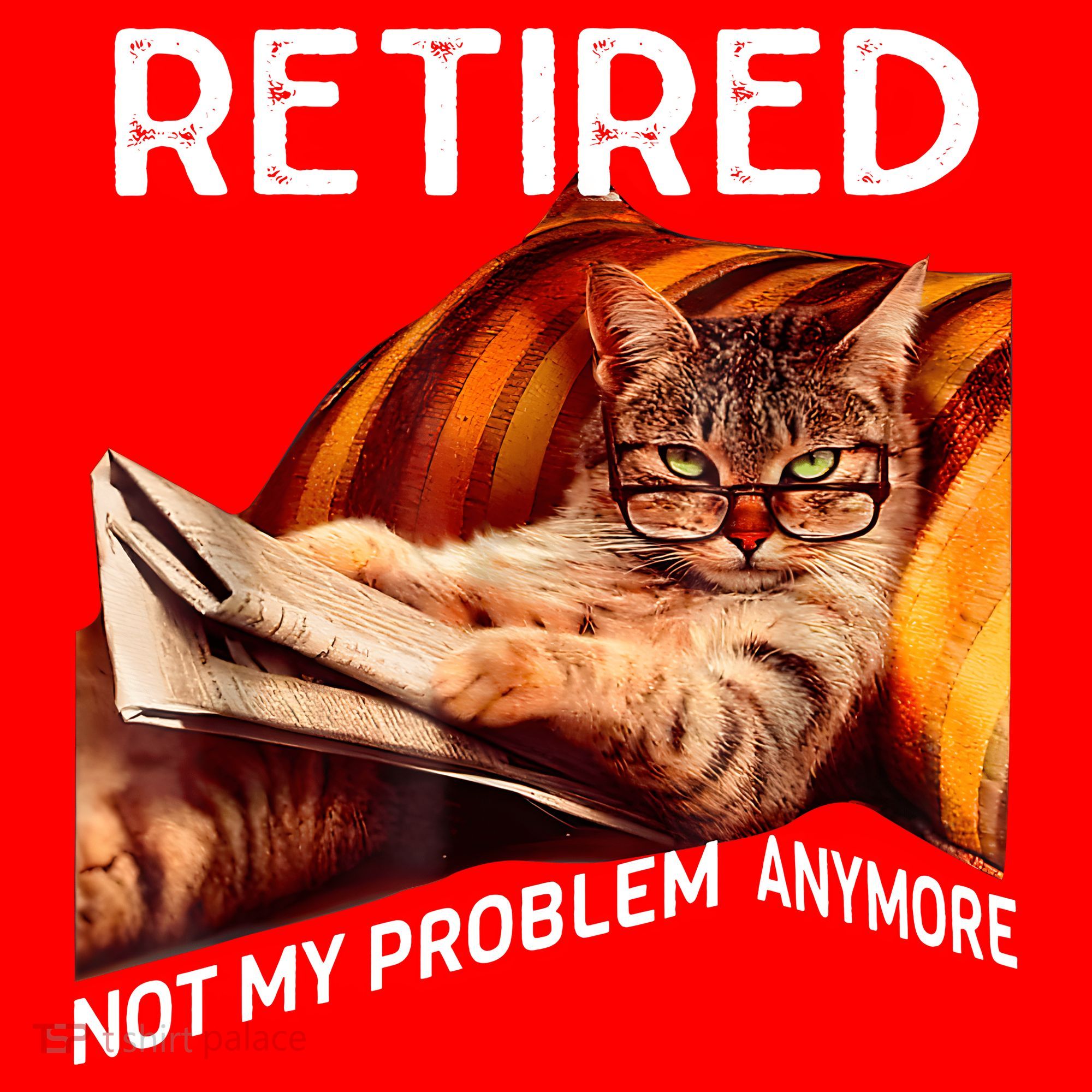 Funny Retired Cat Reading Not My Problem Anymore Retirement Santa Hat