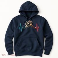 Funny Retro Cycling Heartbeat Bicycle Mountain Bike Biking Hoodie thumb 0